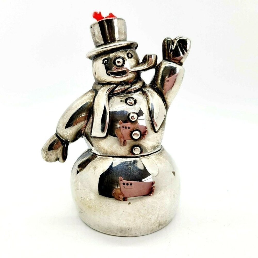 Vtg Godinger Silver Plated Snowman Bell (Ornament) 1999 Collectables Christmas